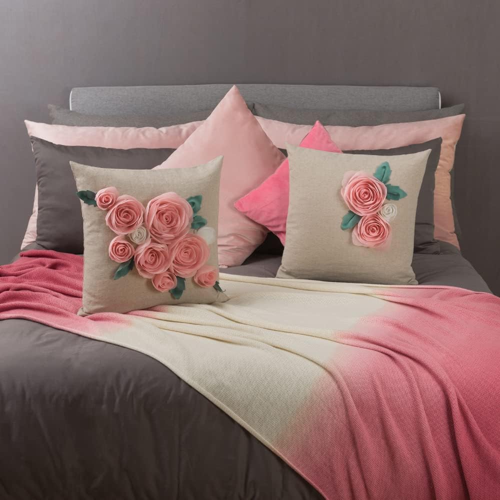 VG|c|De or tive 3D Flower Throw Pillow overs ent Flor l Pink Pillow ses for ou h Bed Home Living Room F rmhouse De or h