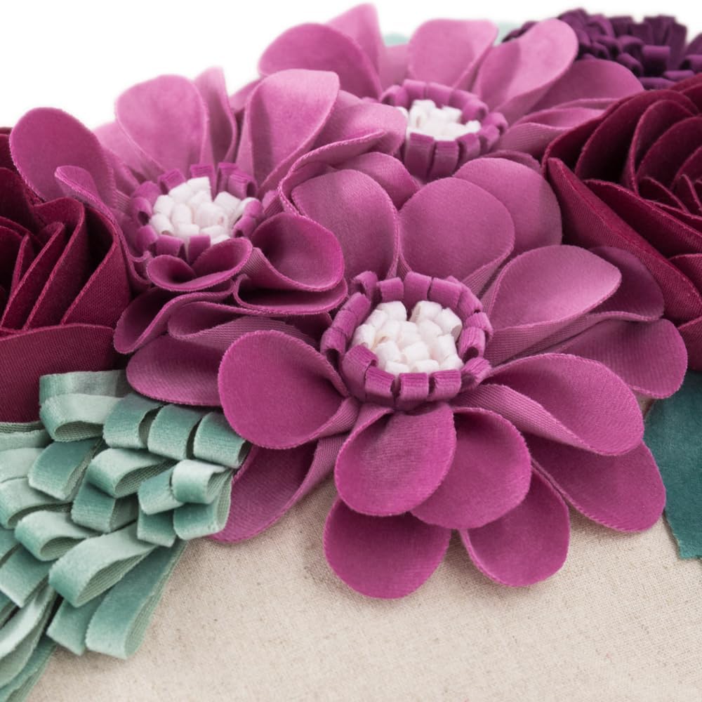 VG|hot-pink|3D Flower Throw Pillow Cover Aesthetic Decorative Floral Accent Pillow Colorful Cushion for Bed Living Room Couch Office Decor Beige Green