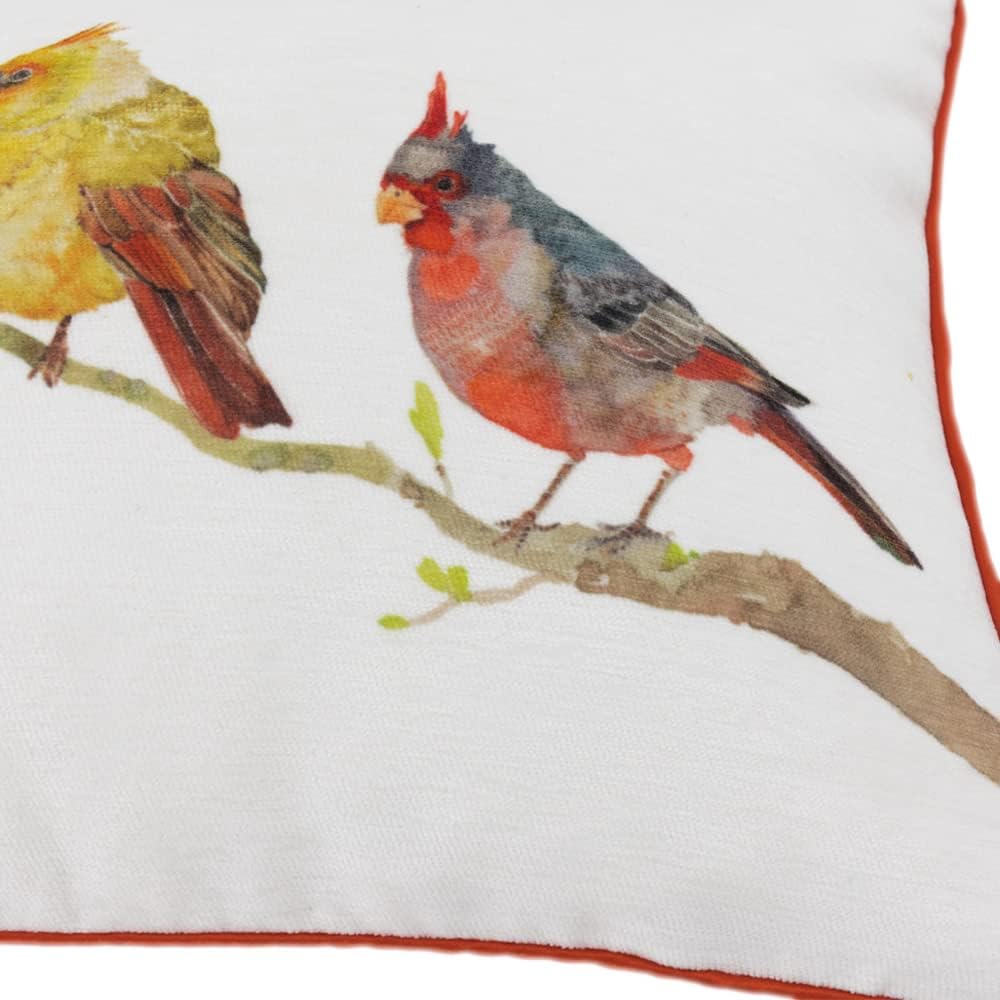 VG|yellow-with-5-birds|Cute Birds Throw Pillow Cover Lumbar Accent Cushion Embroidered Pillowcase for Home Sofa Bed Living Room Dark Blue Orange Beige