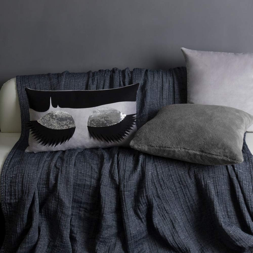 Long Eyelashes Sequins Throw Pillow Cover