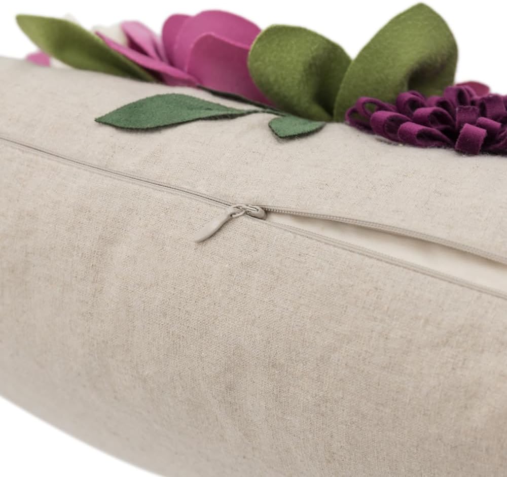 VG|3dflower-c-magenta|Decorative 3D Flower Throw Pillow Covers