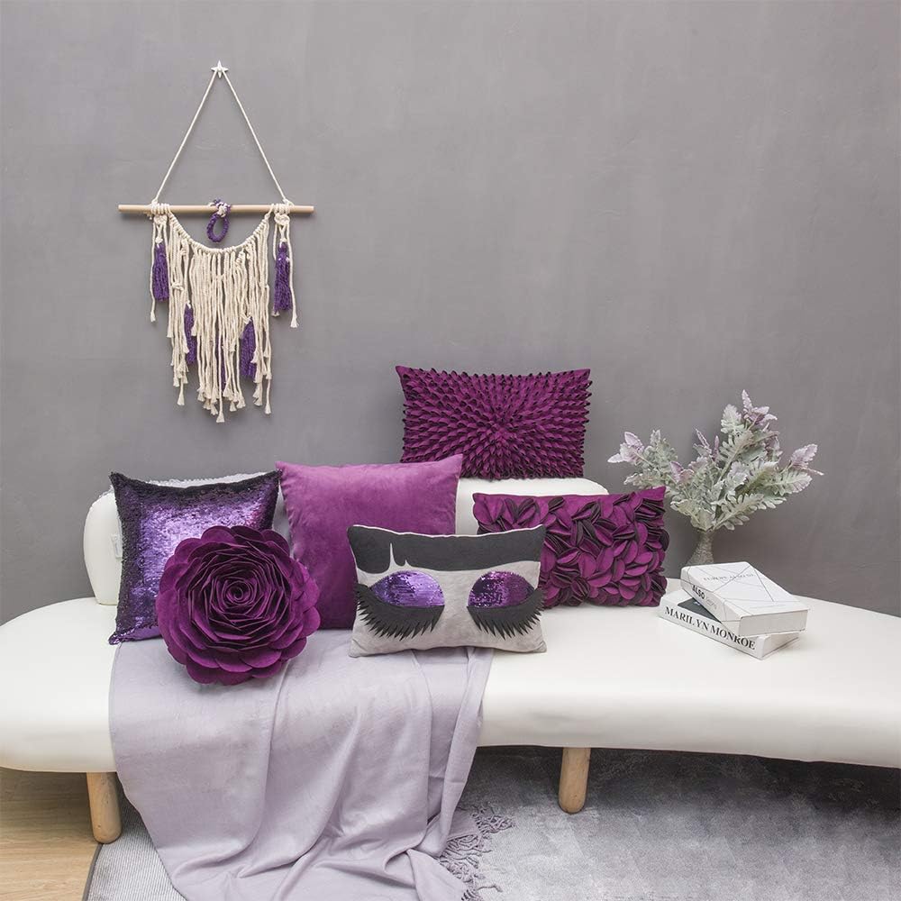 VG|purple|Long Eyelashes Sequins Throw Pillow Cover