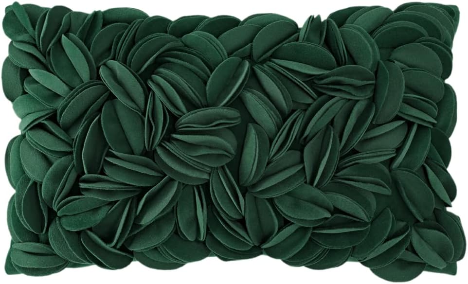VG|dark-green-persian-velvet|Handmade 3D Floral Throw Pillow Cover