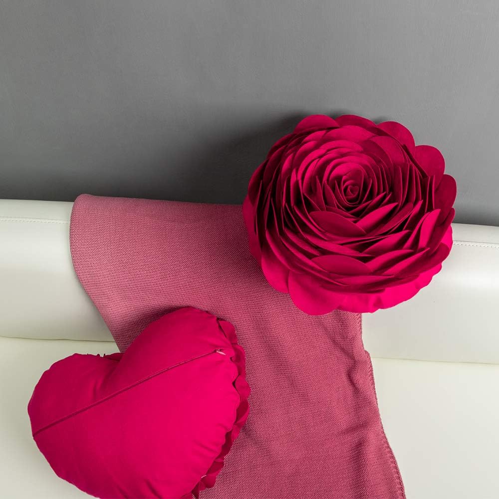 VG|suederosered|Handmade 3D Flower Throw Pillow Round Cushion