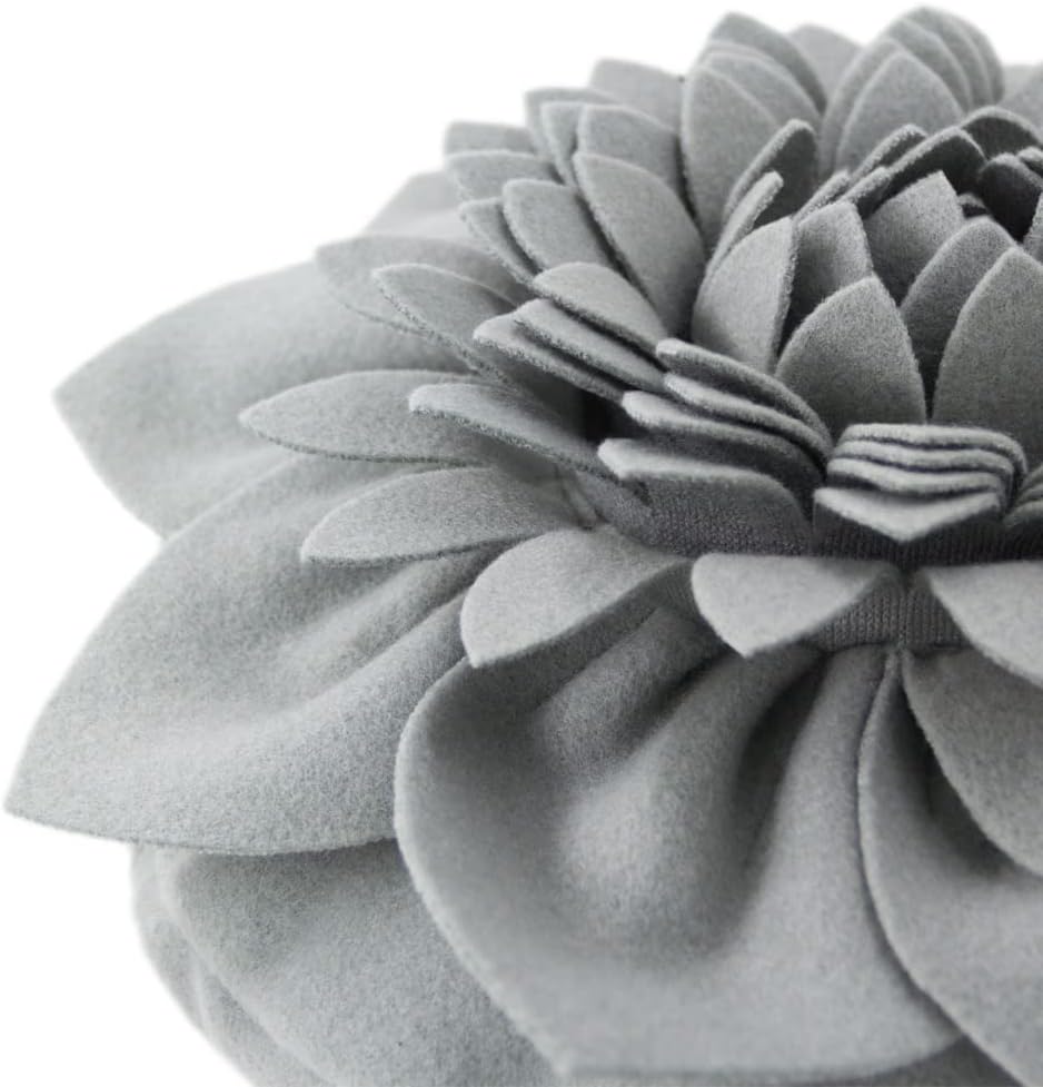 VG|gray|3D Flower Throw Pillows with Insert Included Decorative Handmade Accent Round Pillow Cushion for Couch Bedroom Aesthetic Home Decor