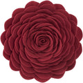 Handmade 3D Flower Throw Pillow Round Cushion - 14 Inches / Red