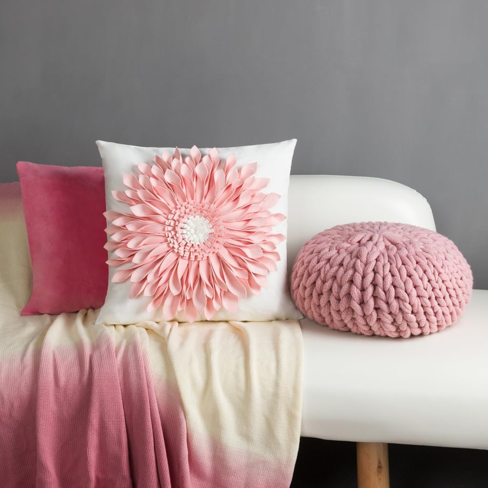 VG|pink-pink-white-velvet|3D Sunflowers Throw Pillow Cover Wine Red