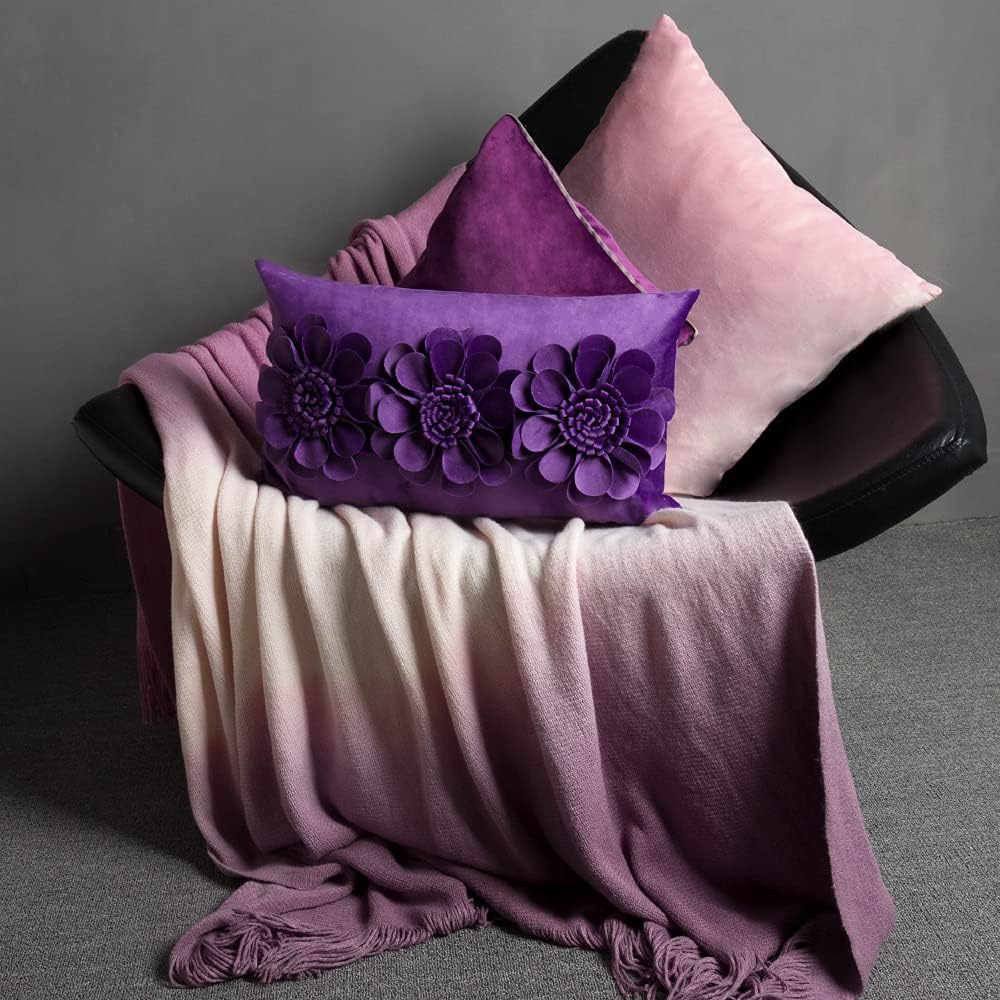 VG|bright-violet|3D Flower Throw Pillow Cover
