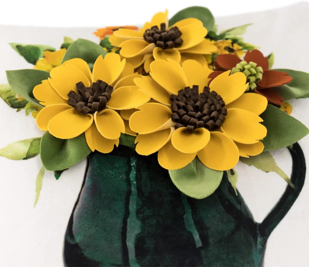VG|yellow-flowerpot|Decorative 3D Flower Throw Pillow Covers