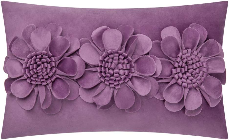 VG|purple|3D Flower Throw Pillow Cover