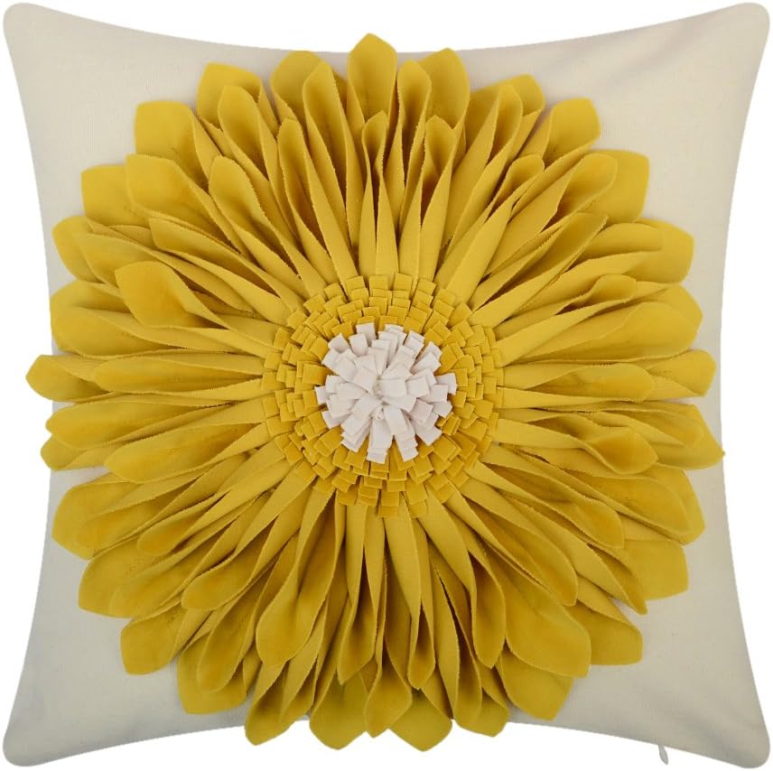 3D Sunflowers Throw Pillow Cover Wine Red - Yellow-yellow*beige Canvas