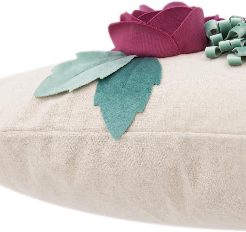 VG|hot-pink|3D Flower Throw Pillow Cover Aesthetic Decorative Floral Accent Pillow Colorful Cushion for Bed Living Room Couch Office Decor Beige Green