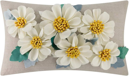 3D Daisy Flower Throw Pillow Cover, White - 6flower-white-velvet