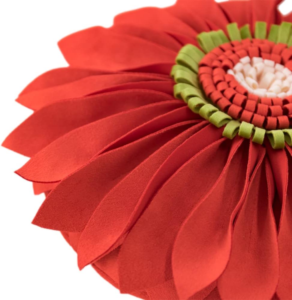 VG|orange|3D Flower Throw Pillow Cover Aesthetic Decorative Daisy Accent Pillow Case Hand Crafted Cushion Round Floral Pillowcase for Home Bed Couch Bedroom Chair