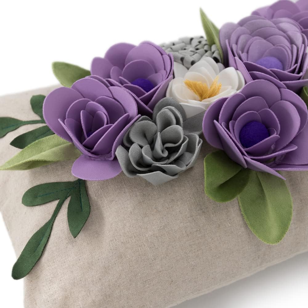 VG|3dflower-b-purple|Decorative 3D Flower Throw Pillow Covers