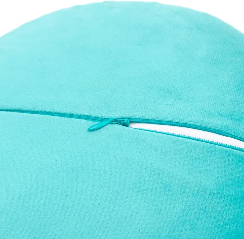 VG|cyan|Flower Throw Pillow Cover Decorative Round Pillowcase Floral Cushion for Bed Sofa Couch Car Decor