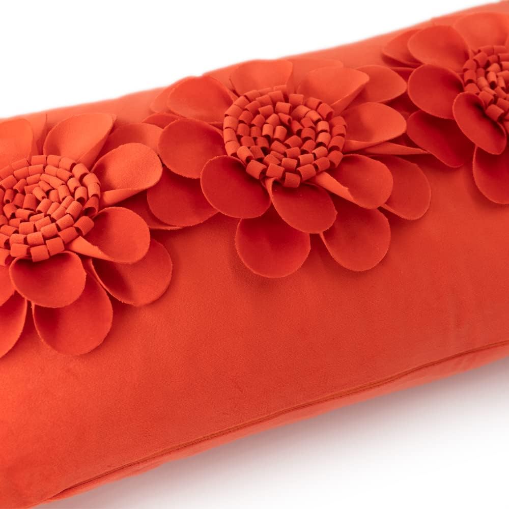 VG|orange-red|3D Flower Throw Pillow Cover