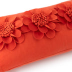 VG|orange-red|3D Flower Throw Pillow Cover