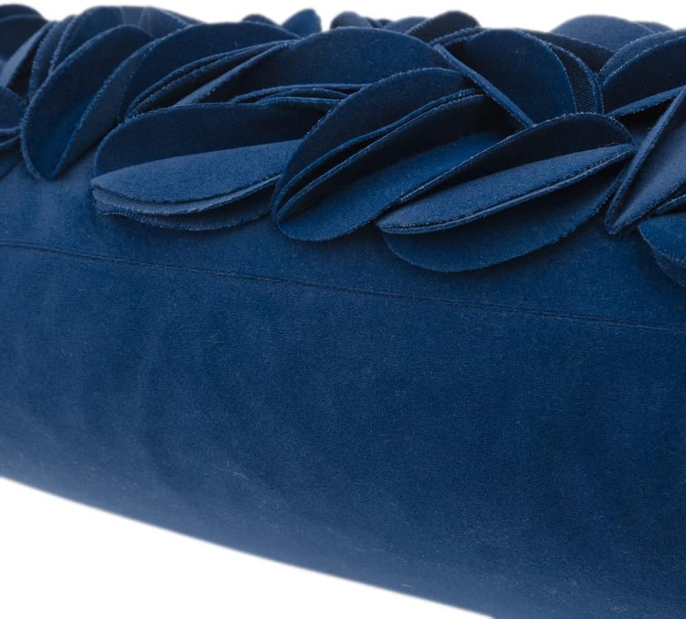 VG|navy-blue-persian-velvet|Handmade 3D Floral Throw Pillow Cover
