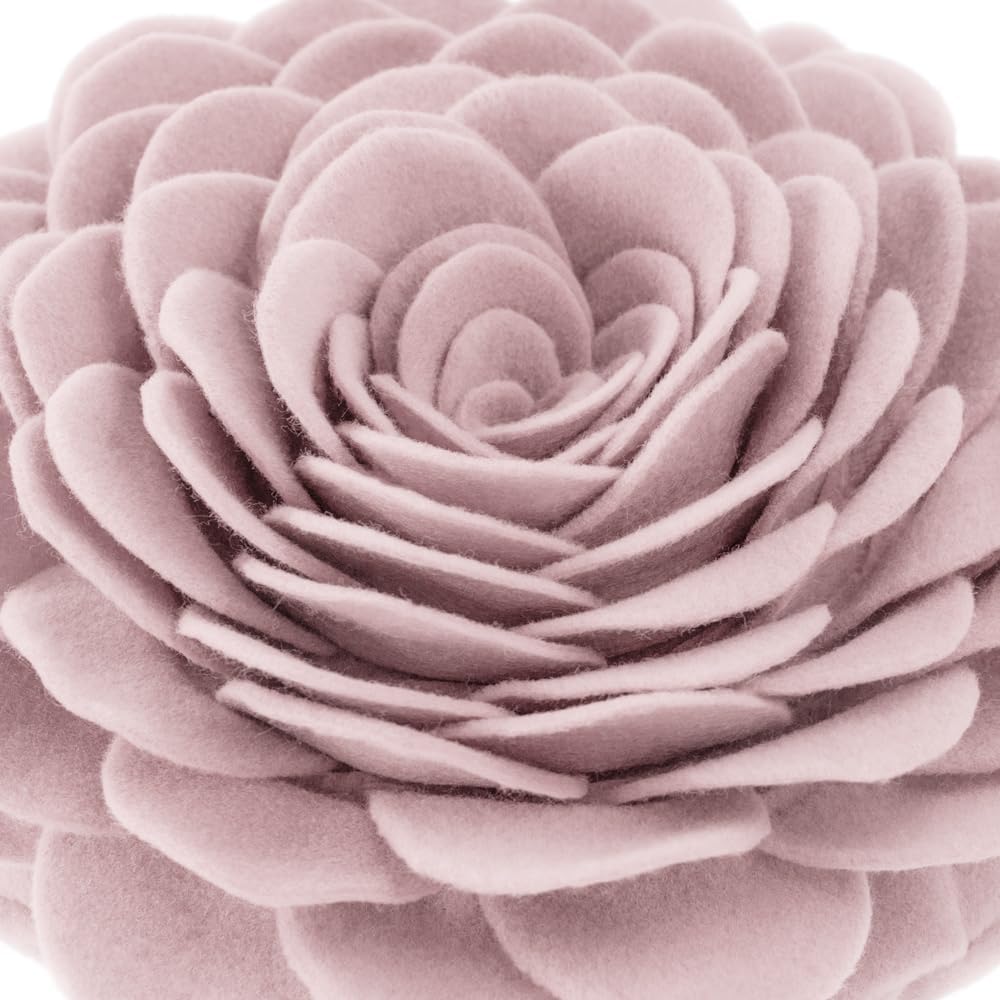 VG|coral-pink|Handmade 3D Flower Throw Pillow Round Cushion