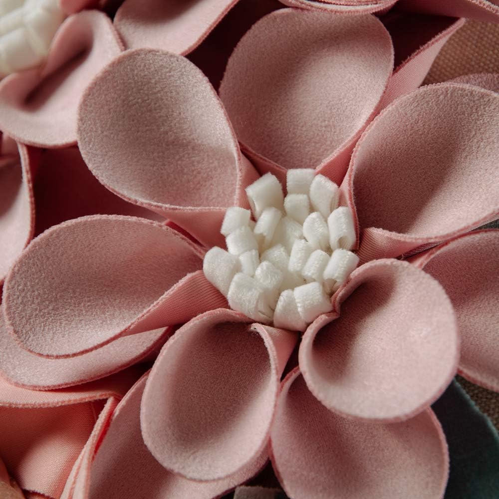 3D Flower Throw Pillow Cover Aesthetic Decorative Floral Accent Pillow Colorful Cushion for Bed Living Room Couch Office Decor Beige Green