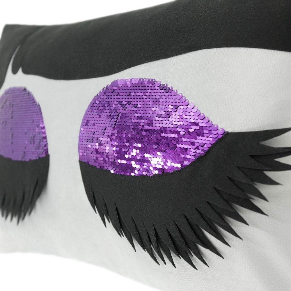 VG|purple|Long Eyelashes Sequins Throw Pillow Cover