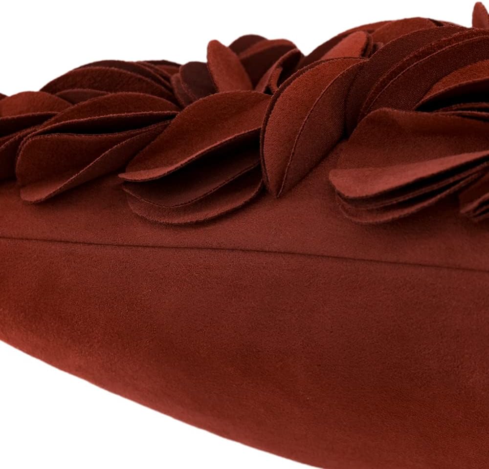 VG|rust-red|Handmade 3D Floral Throw Pillow Cover