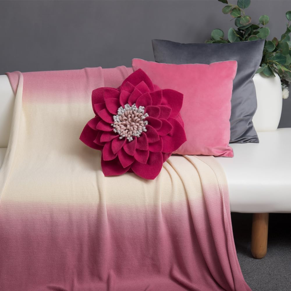 VG|rosered|3D Flower Throw Pillow Decorative Accent Pillow Round Cushion for Sofa Couch Chair Bedroom Home Decor