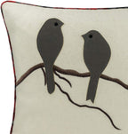 VG|light-gray-red-plaid-with-birds|Cute Birds Throw Pillow Cover Lumbar Accent Cushion Embroidered Pillowcase for Home Sofa Bed Living Room Dark Blue Orange Beige