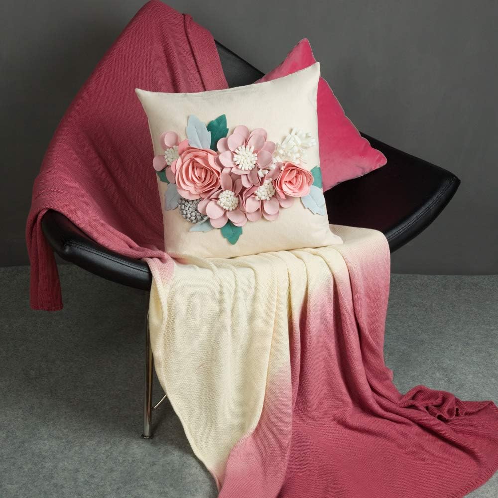 3D Flower Throw Pillow Cover Aesthetic Decorative Floral Accent Pillow Colorful Cushion for Bed Living Room Couch Office Decor Beige Green