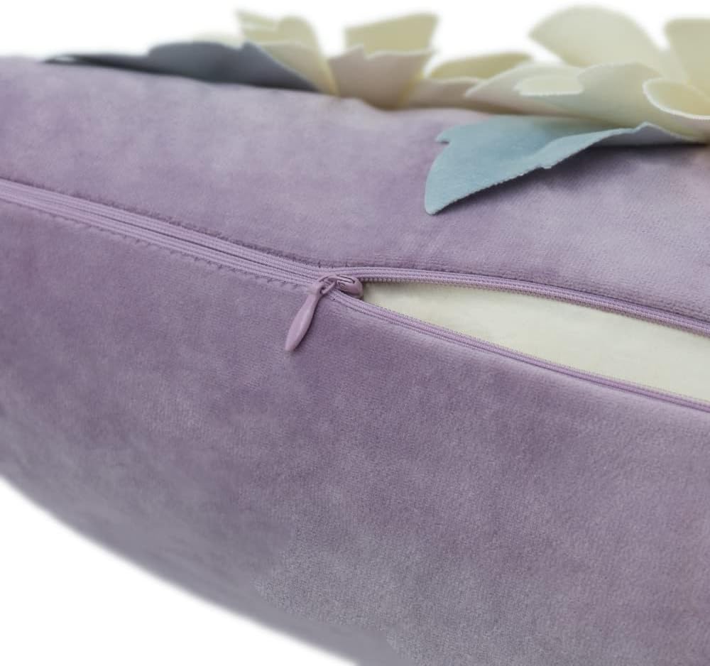 VG|purple|3D Daisy Flower Throw Pillow Cover, White