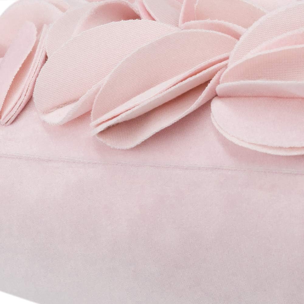 VG|pink-velvet|Handmade 3D Floral Throw Pillow Cover
