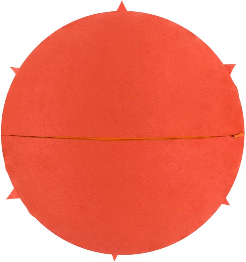 VG|reddish-orange|3D Flower Decorative Throw Pillow Accent Handmade Round Pillow Cushion with Insert for Home Couch Bedroom Decor