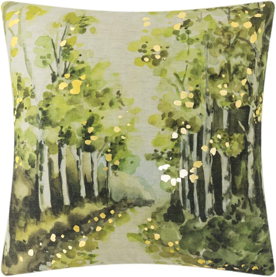 Fall Decor Throw Pillow Cover Fallen Leaves Cushion Cover Gold Foil Pillow Case for Home Sofa Couch Chair - Default Title