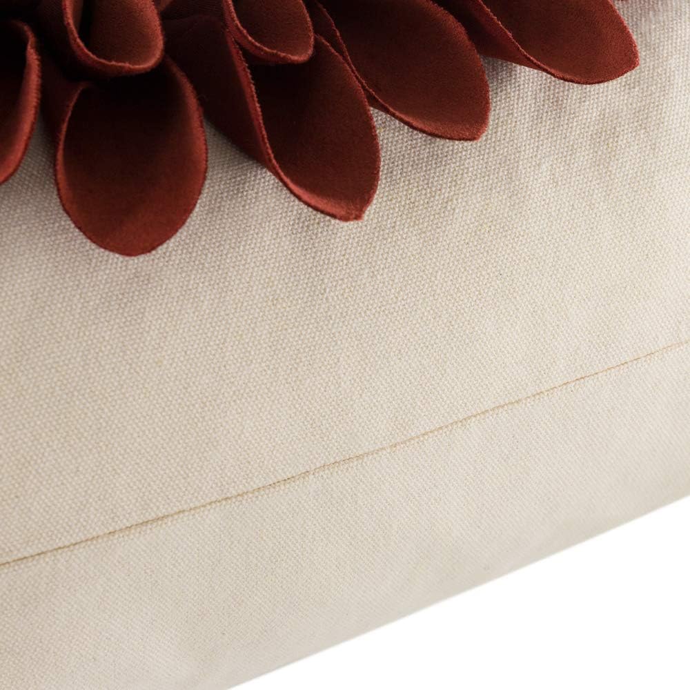 VG|red-dark-red-beige-canvas|3D Sunflowers Throw Pillow Cover Wine Red
