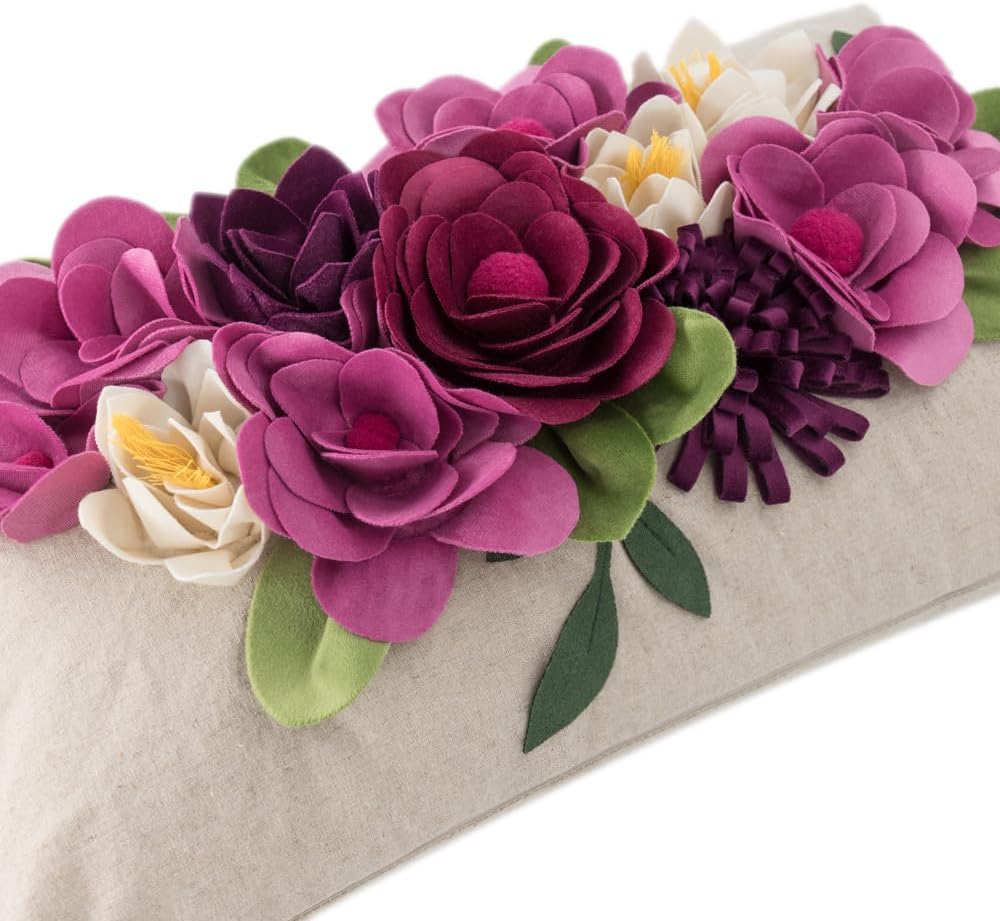 VG|3dflower-c-magenta|Decorative 3D Flower Throw Pillow Covers