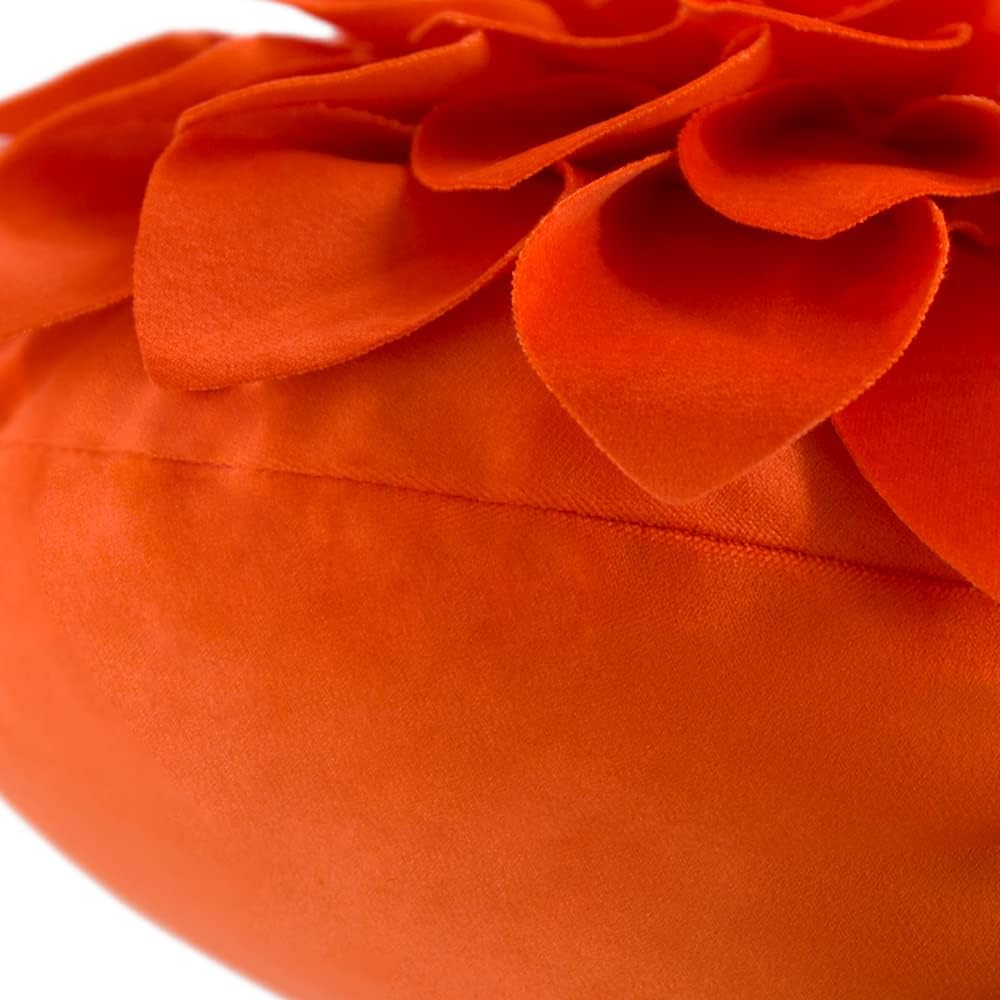 3D Flower Throw Pillow Cover Decorative Round Cushion Floral Accent Pillowcase for Bedroom Living Room Bed Couch Pink Velvet