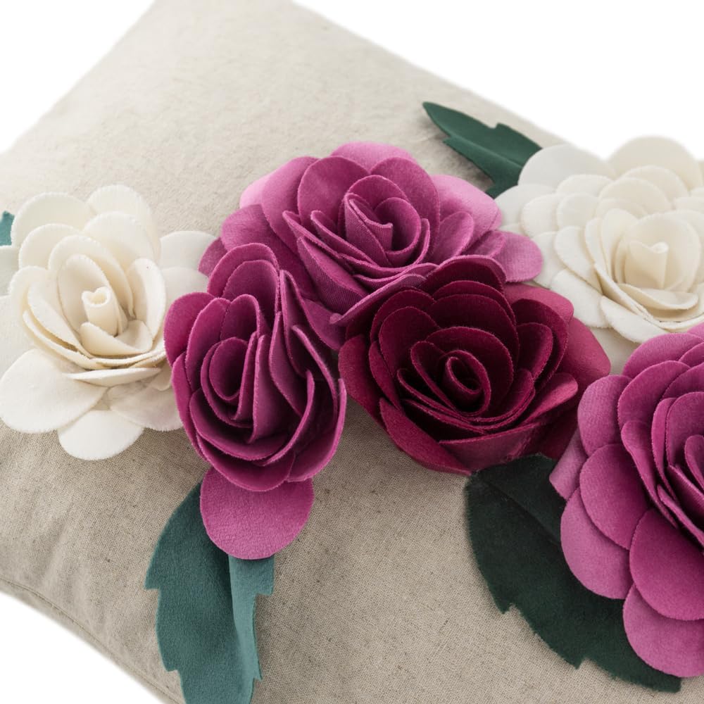 VG|rosered|3D Flower Throw Pillow Cover