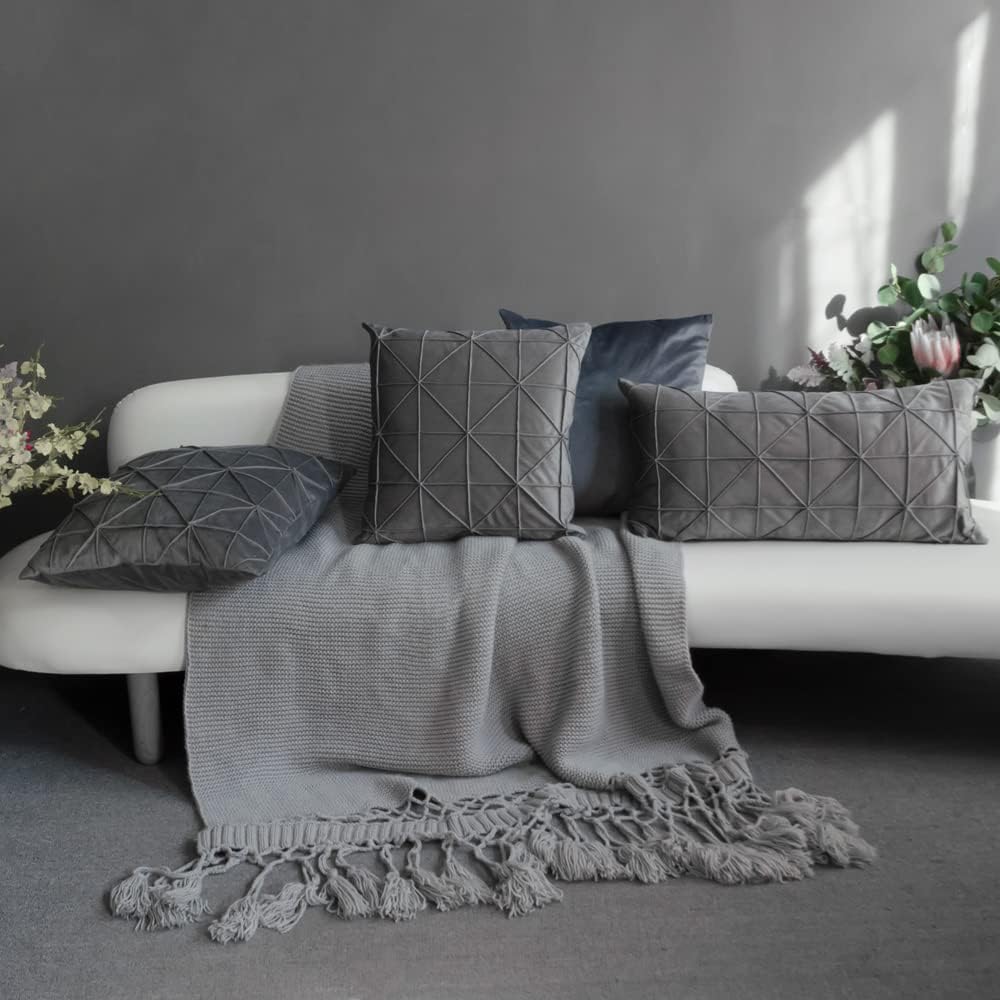 VG|light-gray|Velvet Pillow Cover