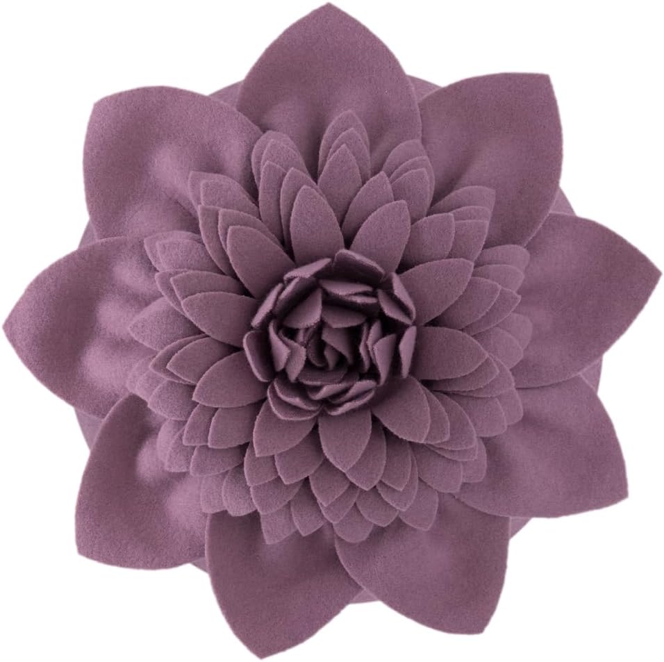 3D Flower Throw Pillows with Insert Included Decorative Handmade Accent Round Pillow Cushion for Couch Bedroom Aesthetic Home Decor - Purple
