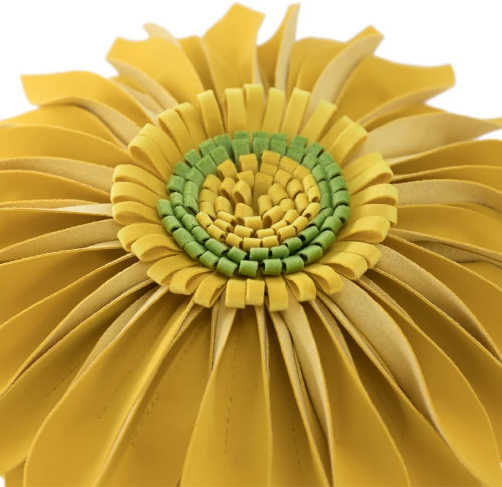 VG|yellow|3D Flower Throw Pillow Cover Aesthetic Decorative Daisy Accent Pillow Case Hand Crafted Cushion Round Floral Pillowcase for Home Bed Couch Bedroom Chair
