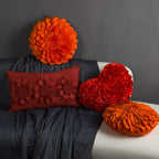 VG|rust-red|3D Flower Throw Pillow Cover