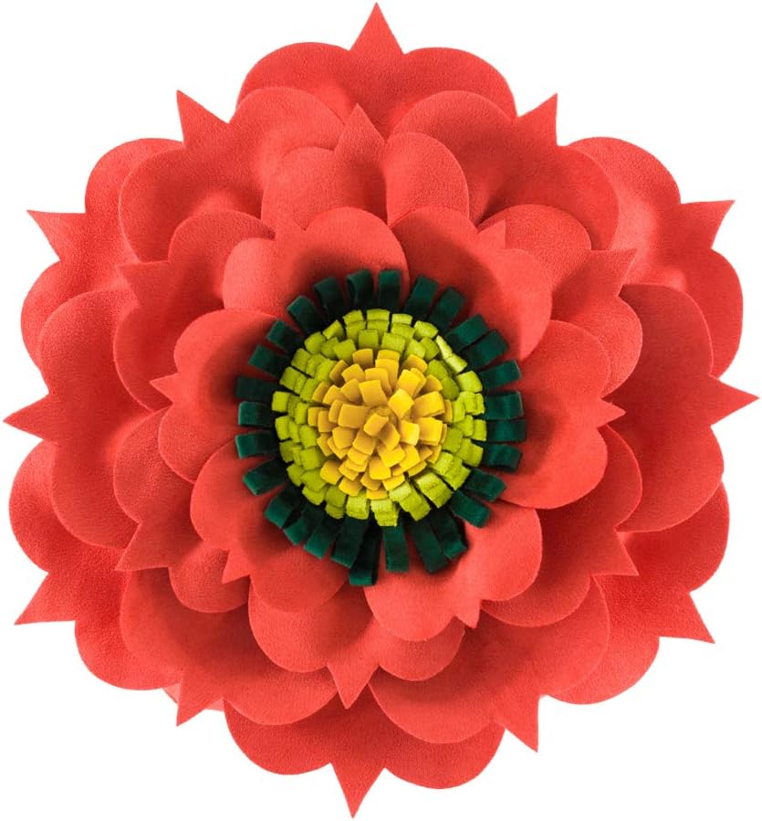3D Flower Decorative Throw Pillow Accent Handmade Round Pillow Cushion with Insert for Home Couch Bedroom Decor - Reddish Orange