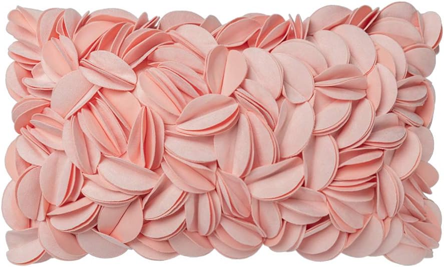 VG|pink-solid-suede|Handmade 3D Floral Throw Pillow Cover