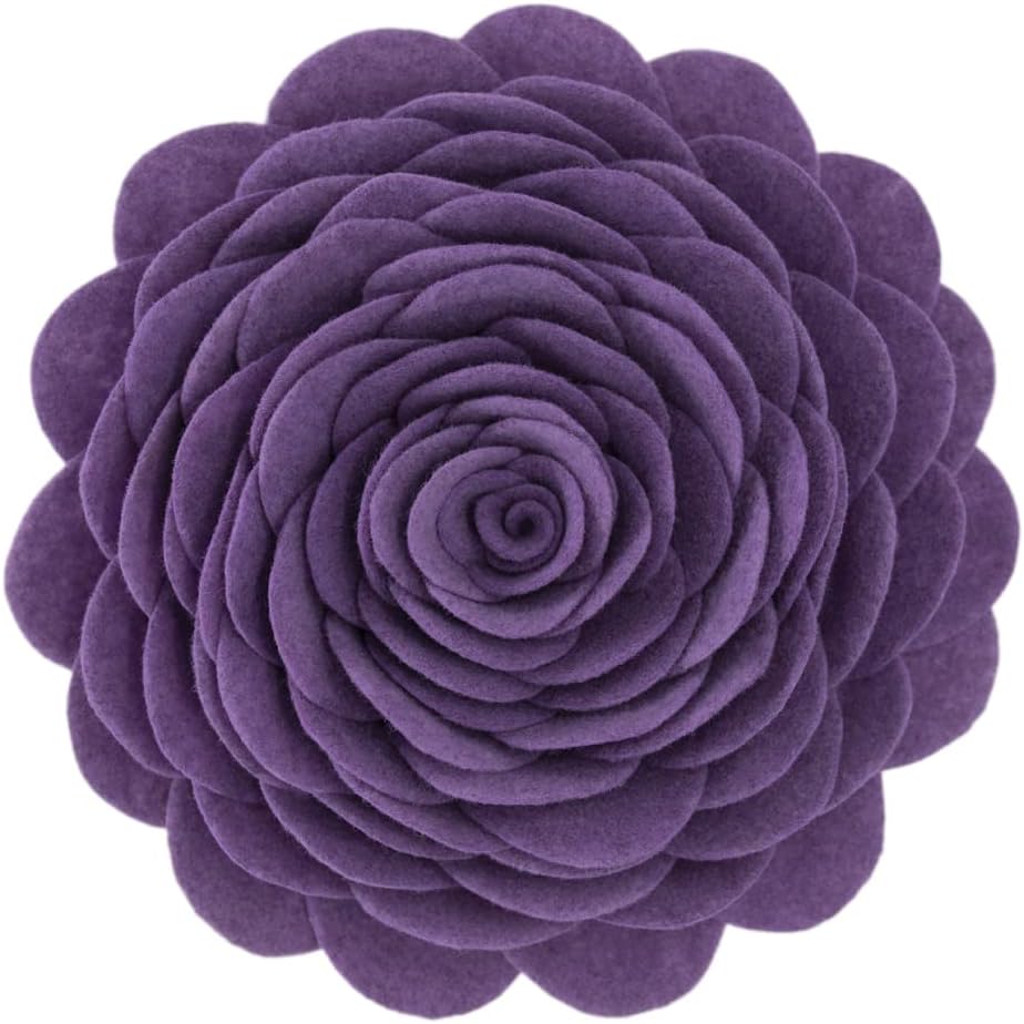 VG|purple|Handmade 3D Flower Throw Pillow Round Cushion
