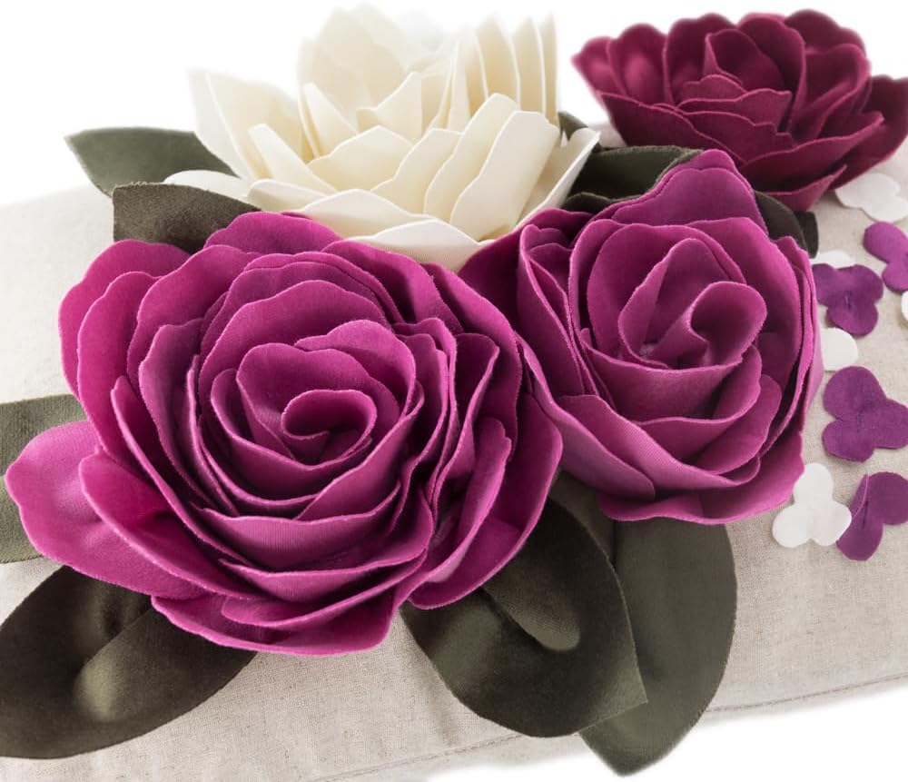VG|rosered-new|3D Flower Throw Pillow Cover