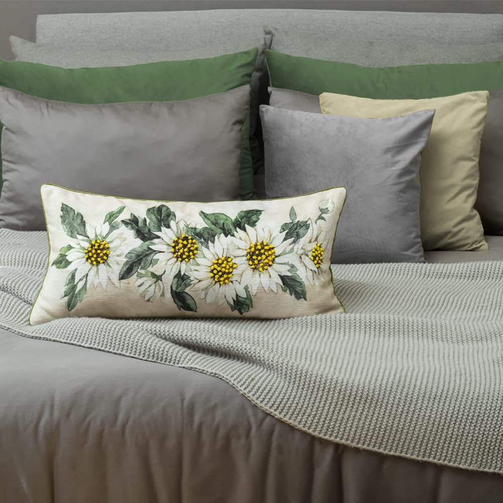 VG|daisy|3D Flower Lumbar Throw Pillow Covers White