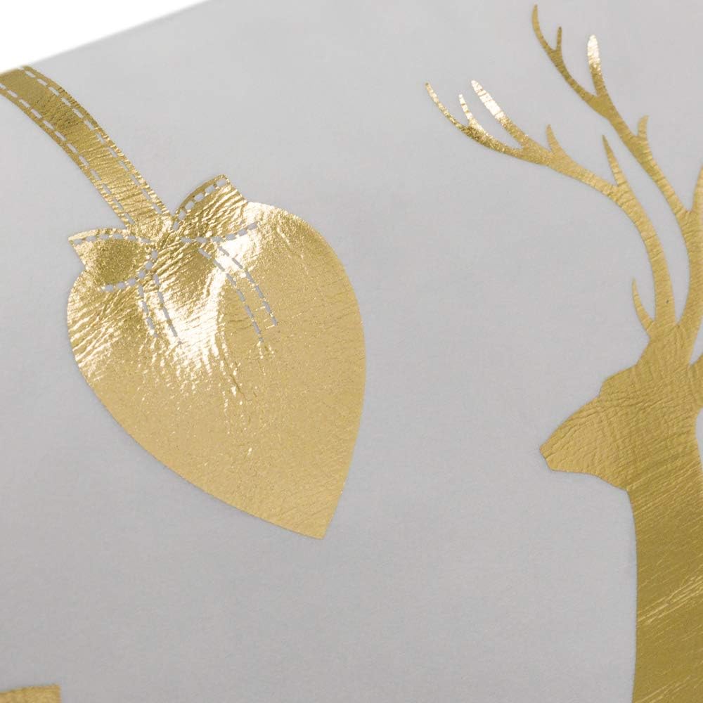 VG|deer-white|Gold Foil Decorative Accent Throw Pillow Cases Rectangle Cushion Covers for Bed Living Room White