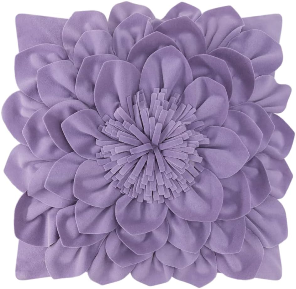 3D Flower Throw Pillow Covers - Purple