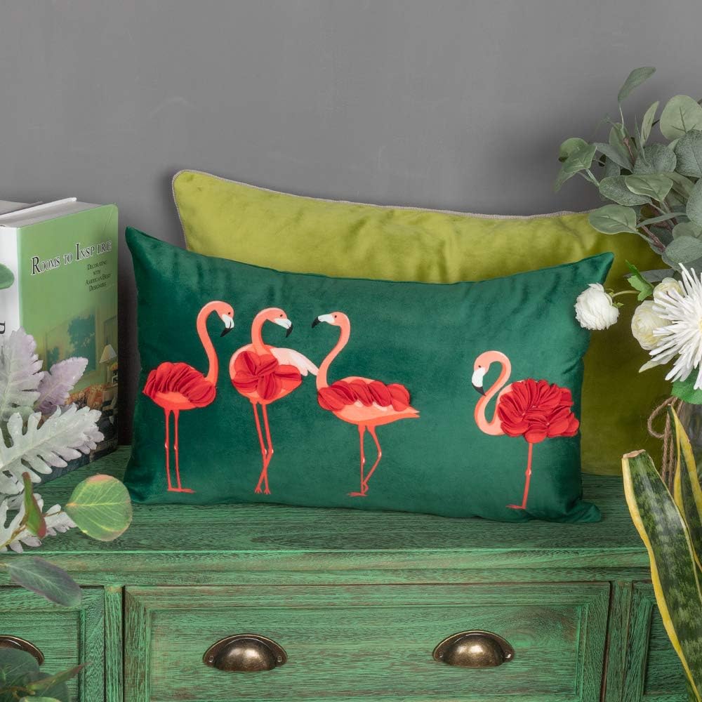 Stereo Flamingo Decorative Throw Pillow Cover 3D Feather Pillowcase Rectangular Cushion Cover for Bed Living Room Sofa Chair Home Decor